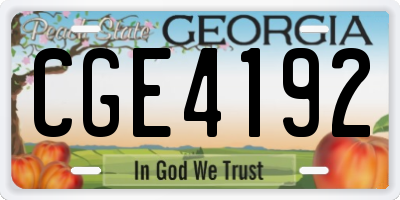 GA license plate CGE4192