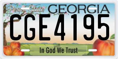 GA license plate CGE4195