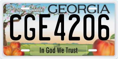 GA license plate CGE4206