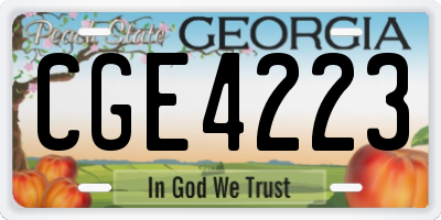 GA license plate CGE4223