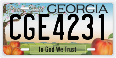 GA license plate CGE4231