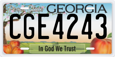 GA license plate CGE4243