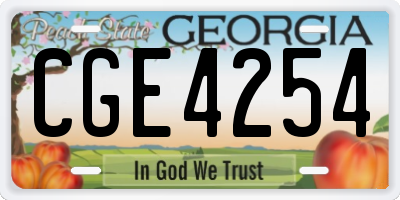 GA license plate CGE4254