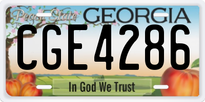 GA license plate CGE4286