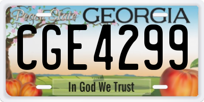 GA license plate CGE4299