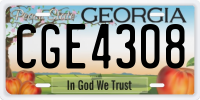 GA license plate CGE4308