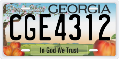 GA license plate CGE4312