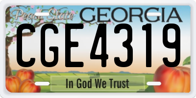 GA license plate CGE4319