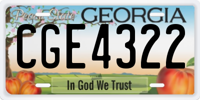 GA license plate CGE4322