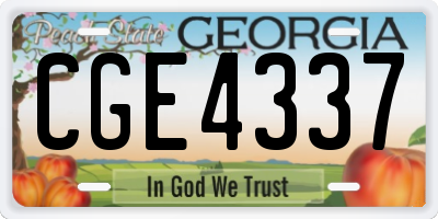 GA license plate CGE4337