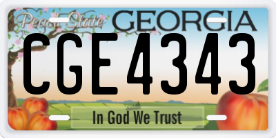 GA license plate CGE4343