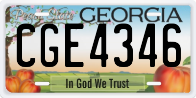 GA license plate CGE4346