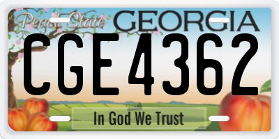 GA license plate CGE4362