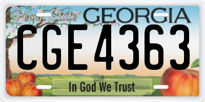 GA license plate CGE4363