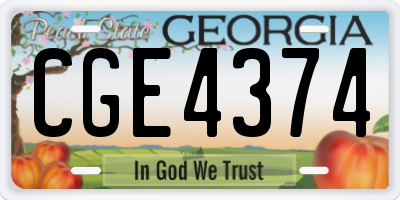 GA license plate CGE4374