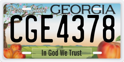 GA license plate CGE4378