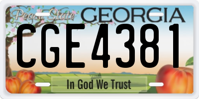 GA license plate CGE4381