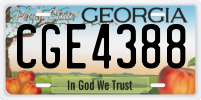 GA license plate CGE4388