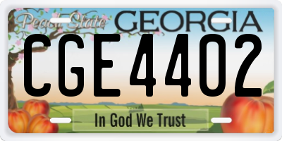 GA license plate CGE4402