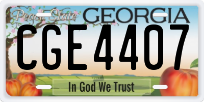 GA license plate CGE4407