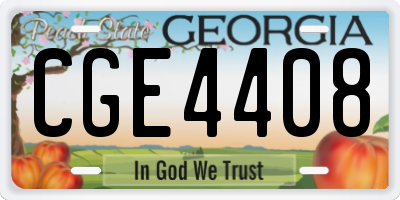 GA license plate CGE4408