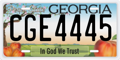 GA license plate CGE4445
