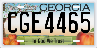 GA license plate CGE4465
