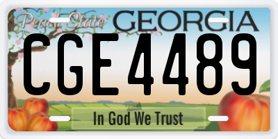 GA license plate CGE4489