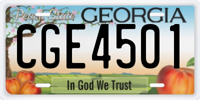 GA license plate CGE4501