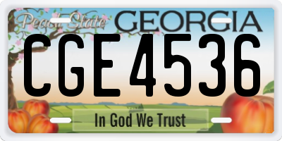 GA license plate CGE4536