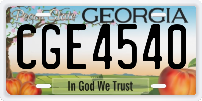 GA license plate CGE4540
