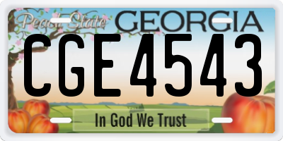 GA license plate CGE4543