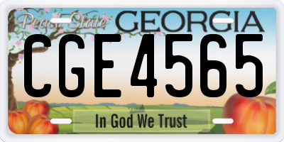 GA license plate CGE4565