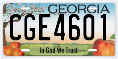 GA license plate CGE4601