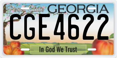 GA license plate CGE4622