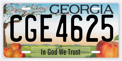GA license plate CGE4625