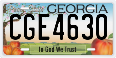 GA license plate CGE4630