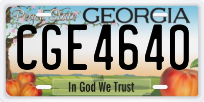 GA license plate CGE4640
