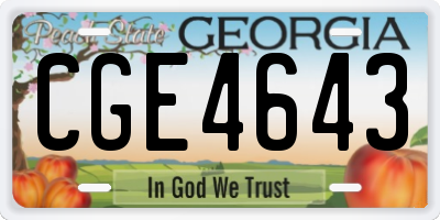 GA license plate CGE4643