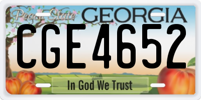 GA license plate CGE4652