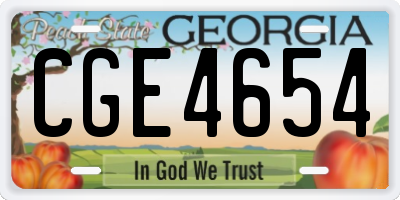 GA license plate CGE4654