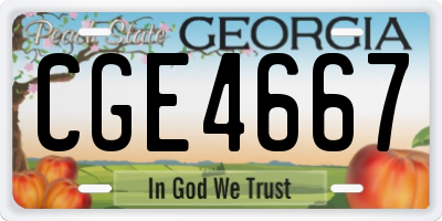 GA license plate CGE4667