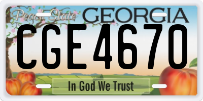 GA license plate CGE4670