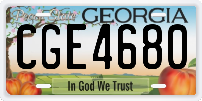 GA license plate CGE4680