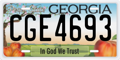 GA license plate CGE4693