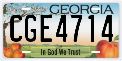GA license plate CGE4714