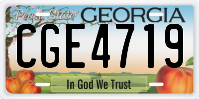 GA license plate CGE4719