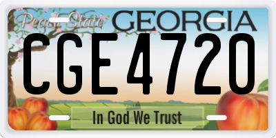 GA license plate CGE4720