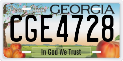 GA license plate CGE4728