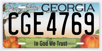 GA license plate CGE4769